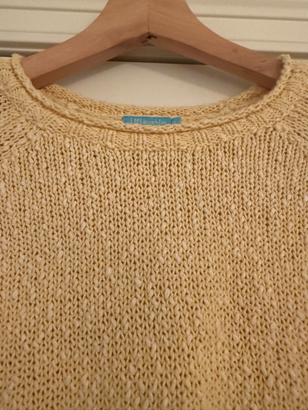 J. McLaughlin Medium Butter Yellow 90s Coastal Fisherman Minimalist Sweater Prep - Picture 6 of 8